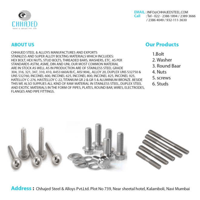 Duplex 2205 Foundation Bolts