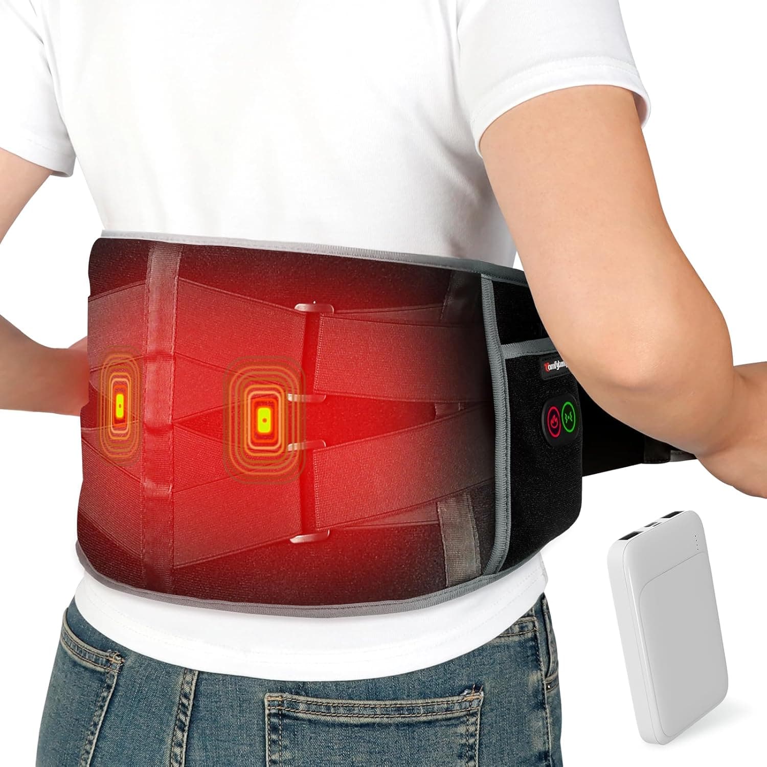 Comfytemp Cordless Back Heat Pad with Massager for back pain