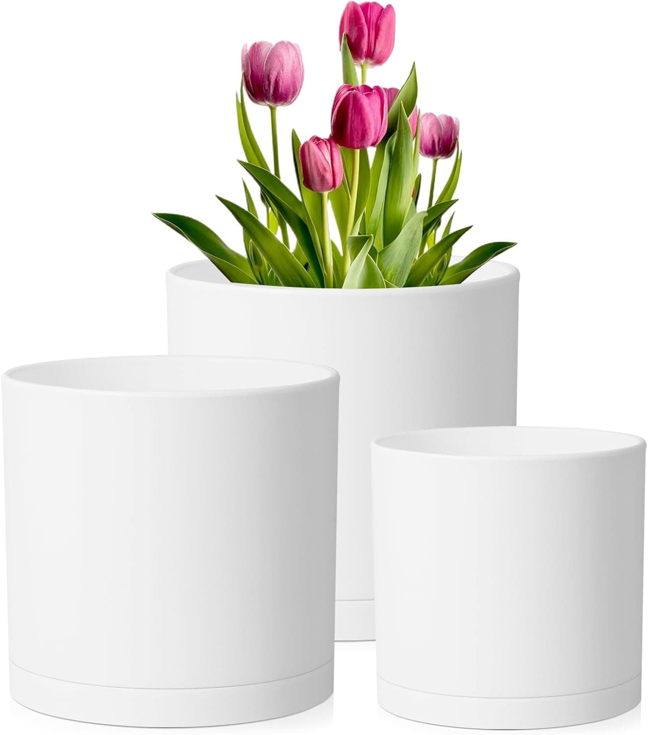 8/7/6 inch Plant Pots, Set of 3 Cylinder Flower Pots