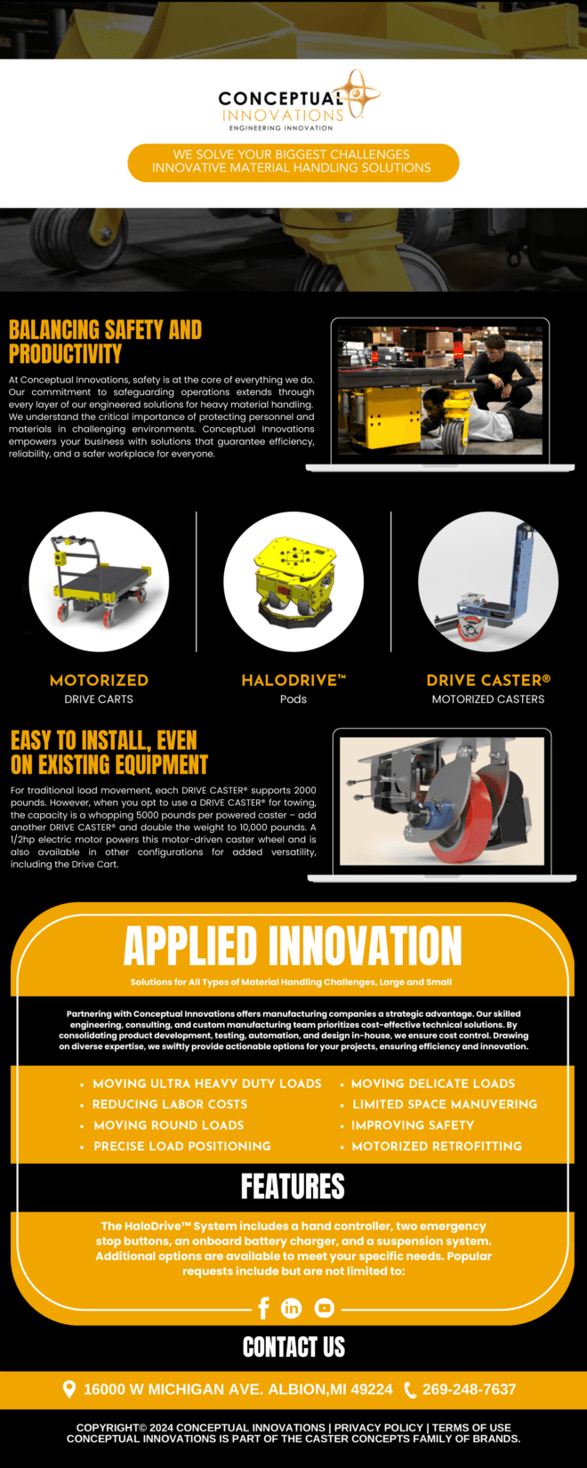 Conceptual Innovations' Drive Casters and Powered Wheels for Material Handling Operations
