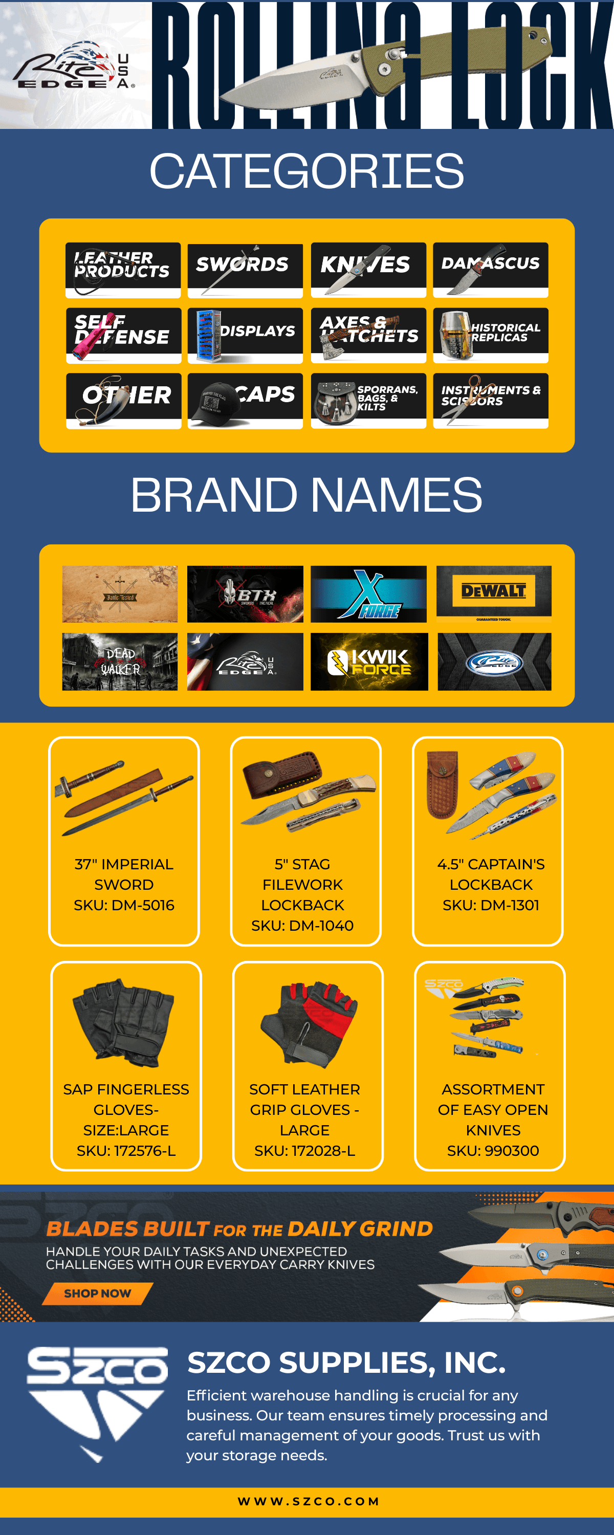 SZCO Supplies: Premium, Knives, Swords, Cutting Tools