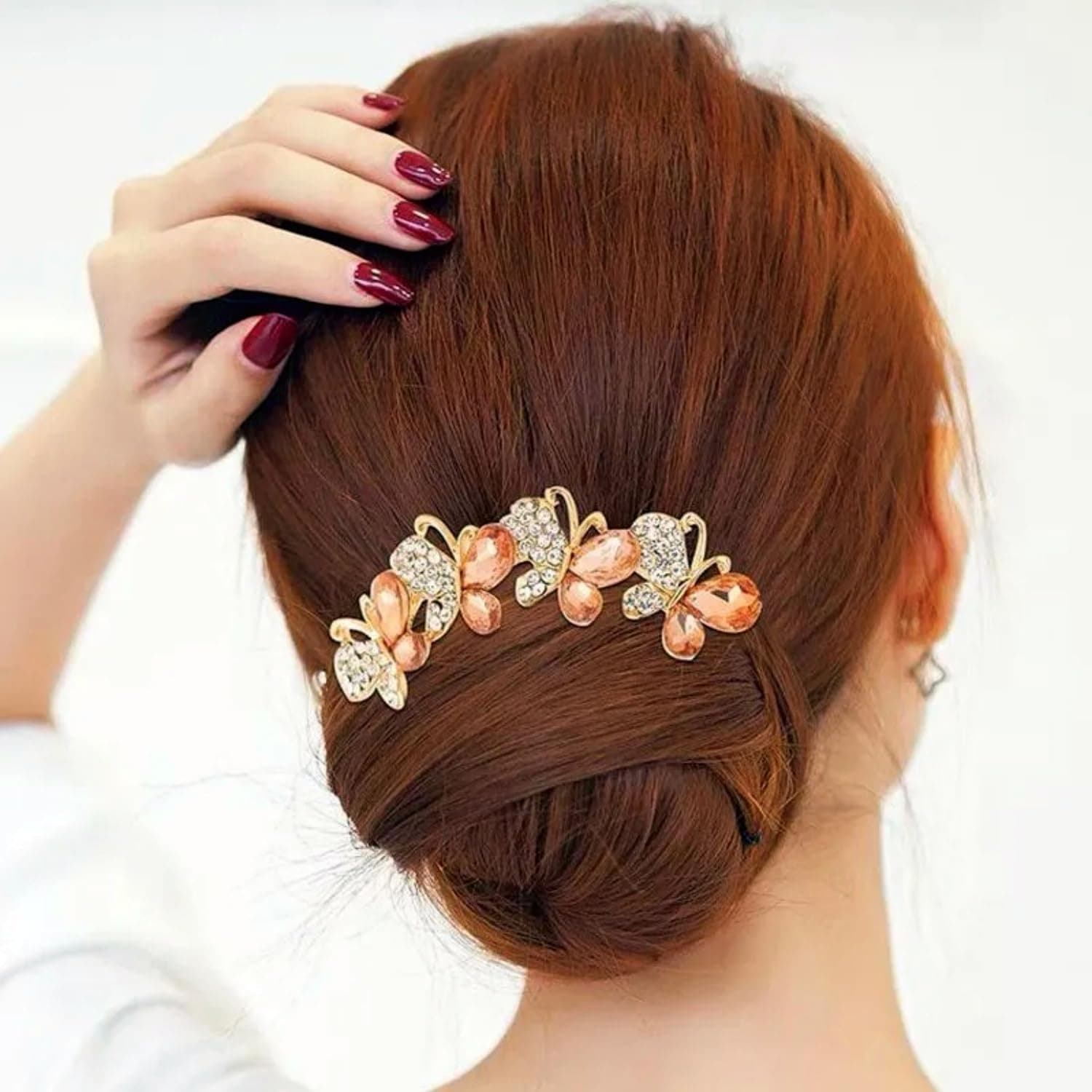 4 PCS Flower Rhinestones Hair Combs Accessories