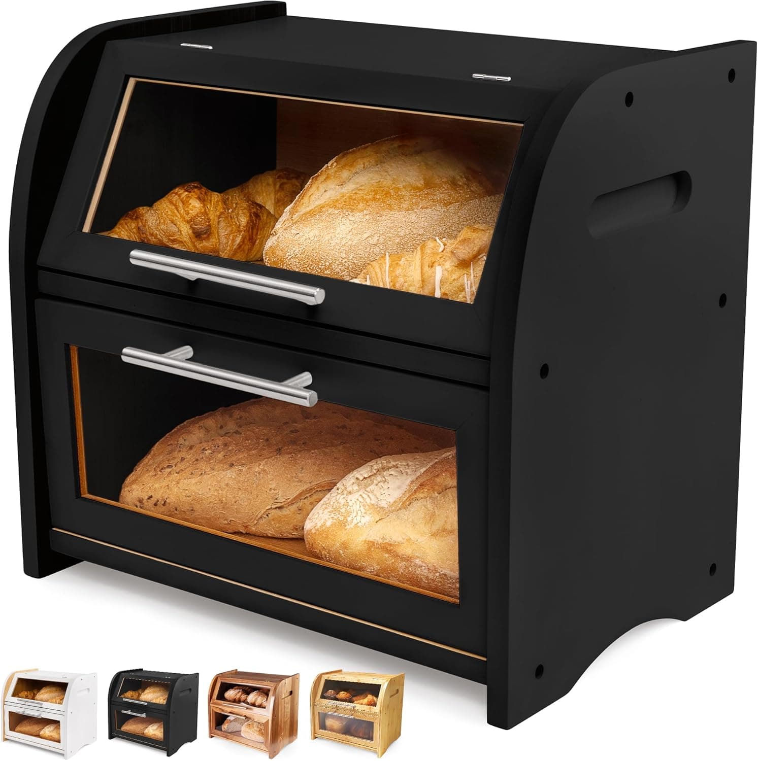 Arise Stylish Bamboo Bread Box for Kitchen Countertop, 