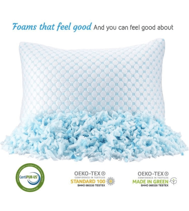 Cooling Pillow Filled with Shredded Memory Foam