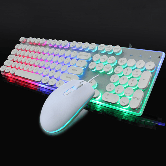 Colorful Crystal Luminous wired Keyboard and Mouse Combo