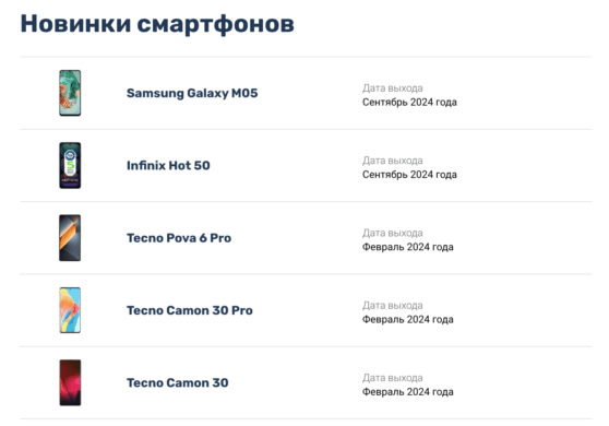 Каталог смартфонов