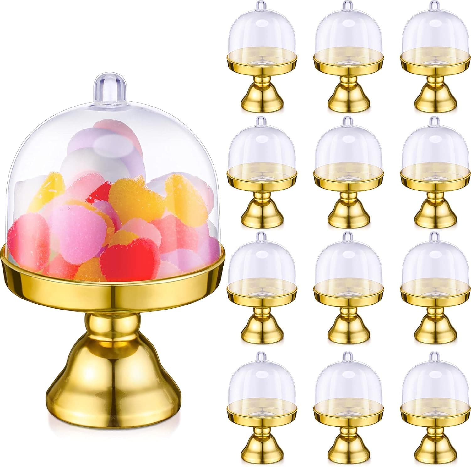  Plastic Mini upCake Stand with Dome Cover Chocolate Candy 
