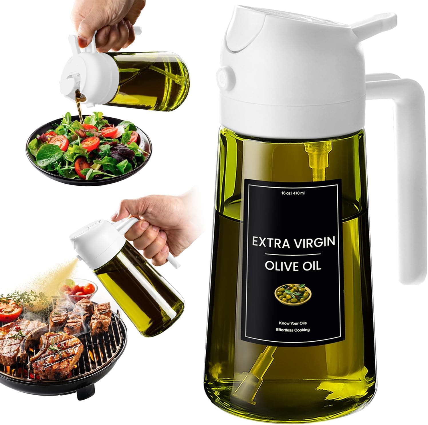 Oil Dispenser for Kitchen - 16oz / 470ml Olive Oil Bottle 