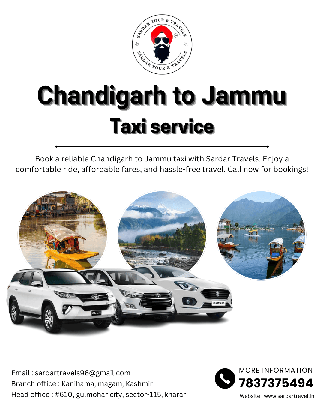 Affordable Taxi from Chandigarh to Jammu – 24/7 Service