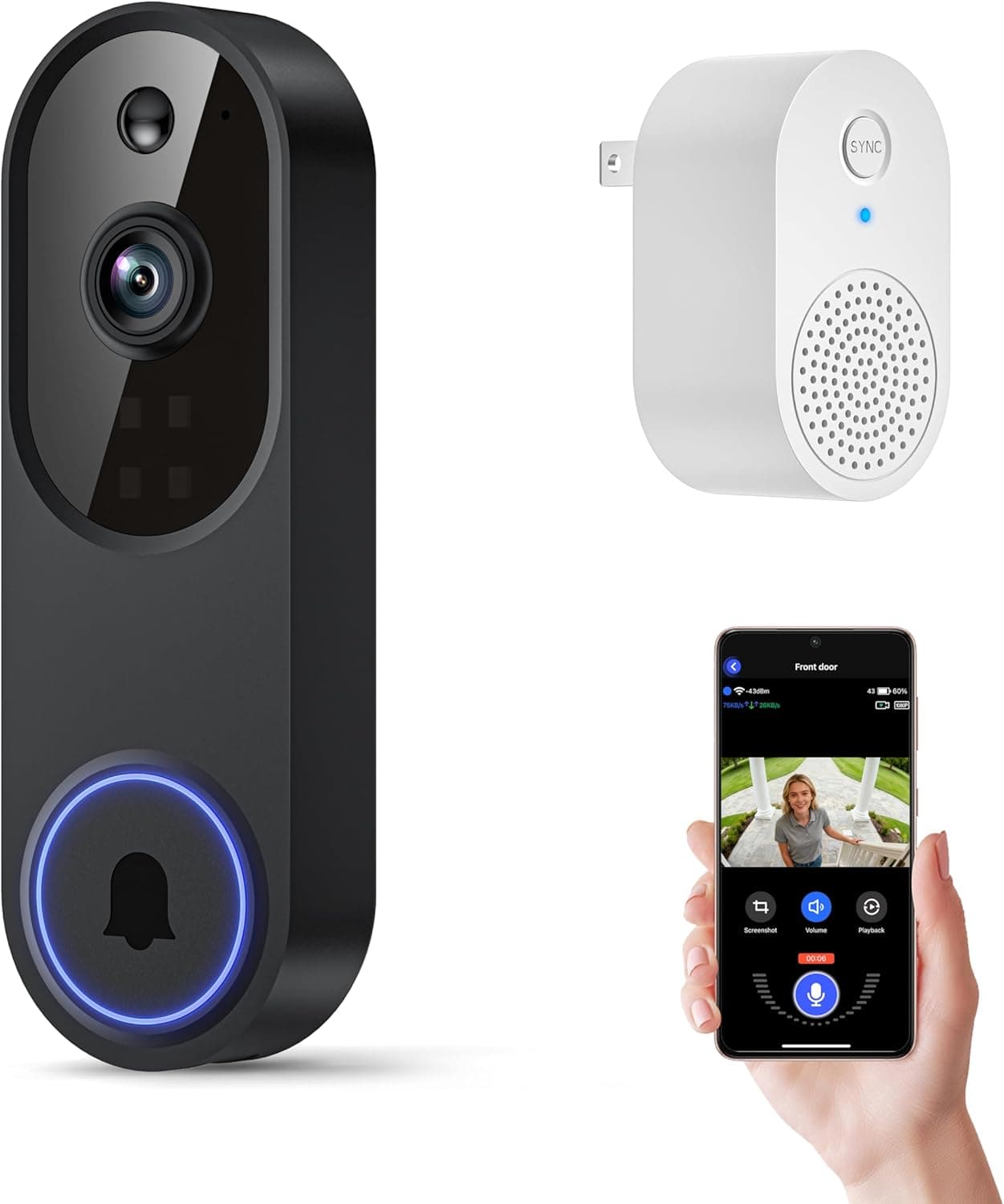 Orbitell 1080p Wireless Wi-Fi Video Doorbell Camera