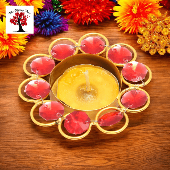 Metal Candle Holder Diya Set: Elegant Candle Gift for Festive Decor