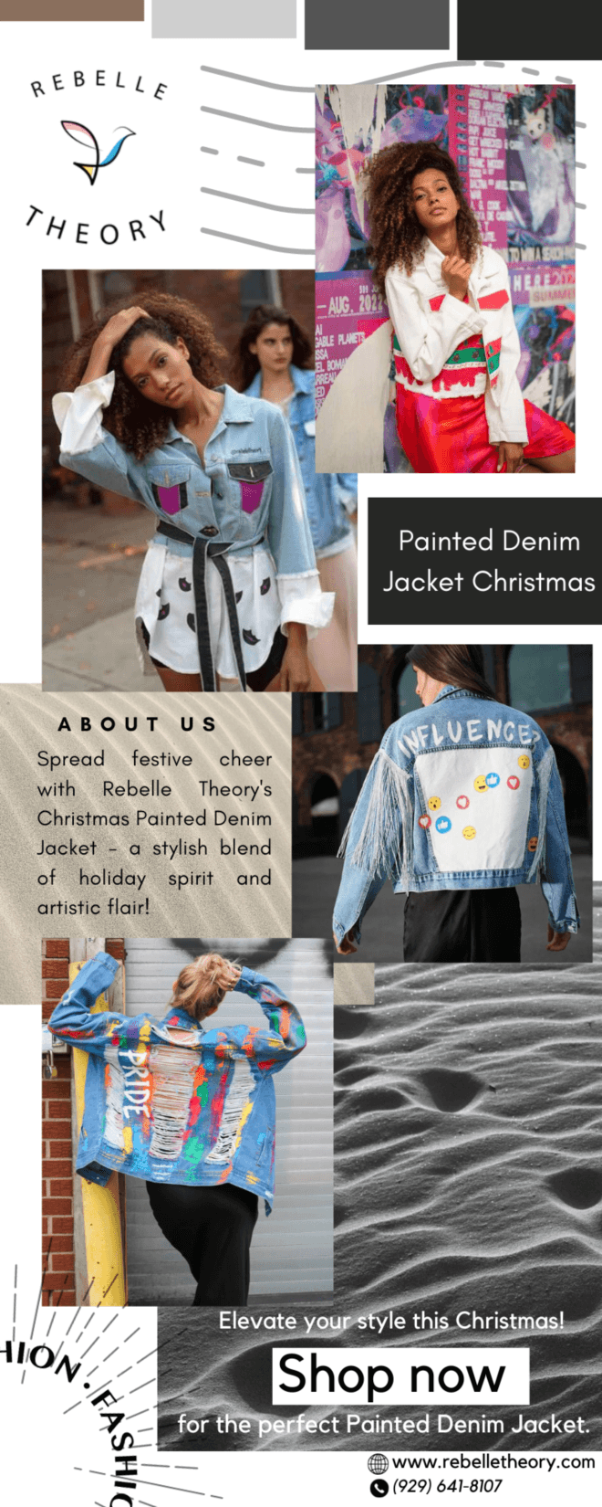 "Wear the Magic: Unveiling Rebelle Theory's Hand-Painted Christmas Denim Jacket"