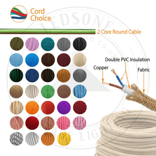 2 Core Round Cable|Vintage Cable|LEDSone UK