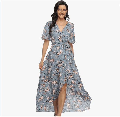 VintageClothing Women's Wrap V Neck Floral
