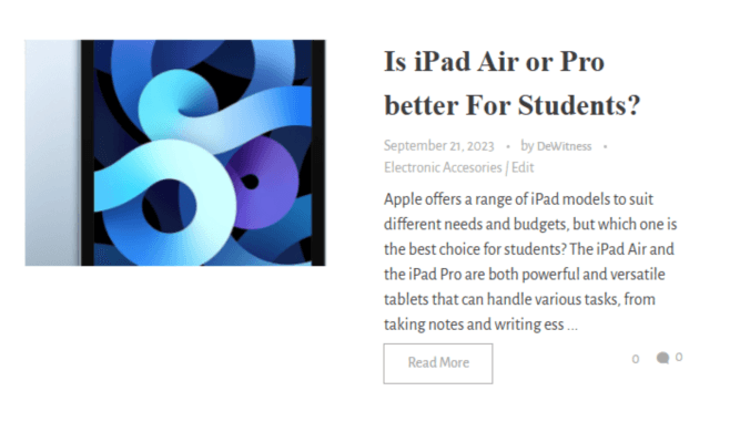Product review blog