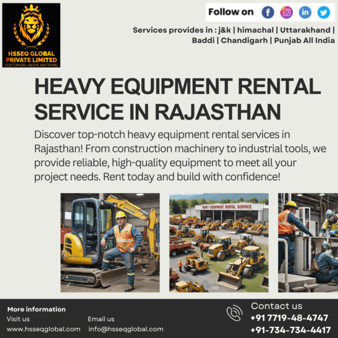 Quality Heavy Machinery for Rent in Rajasthan