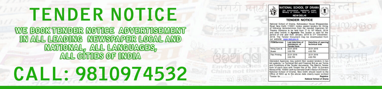 Book Tender Notice Ad in Newspaper