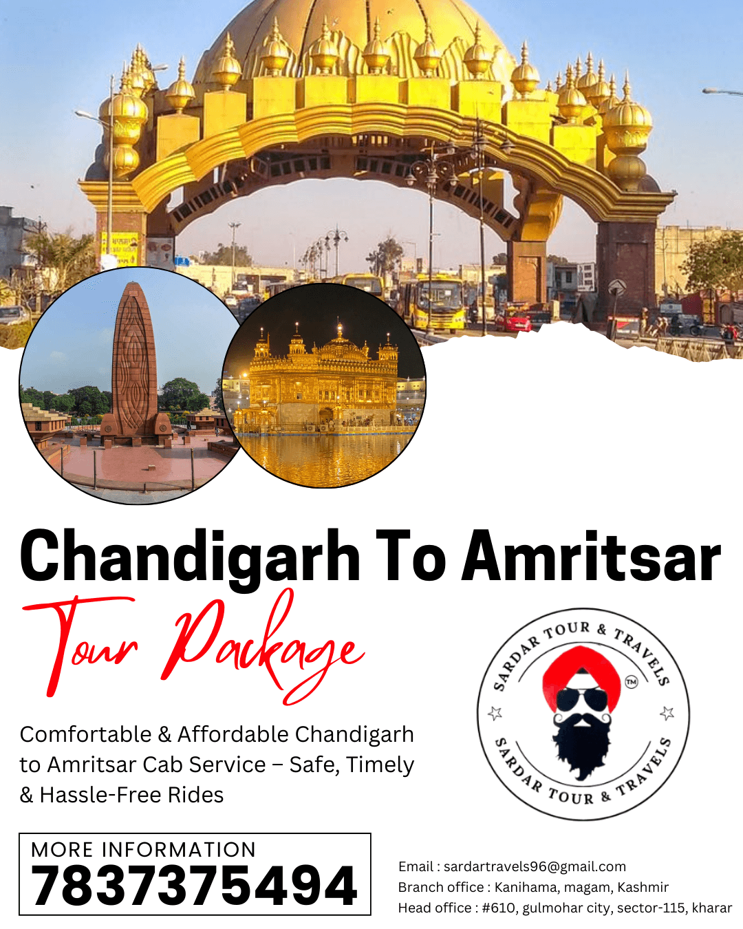 Chandigarh to Amritsar Tour Package