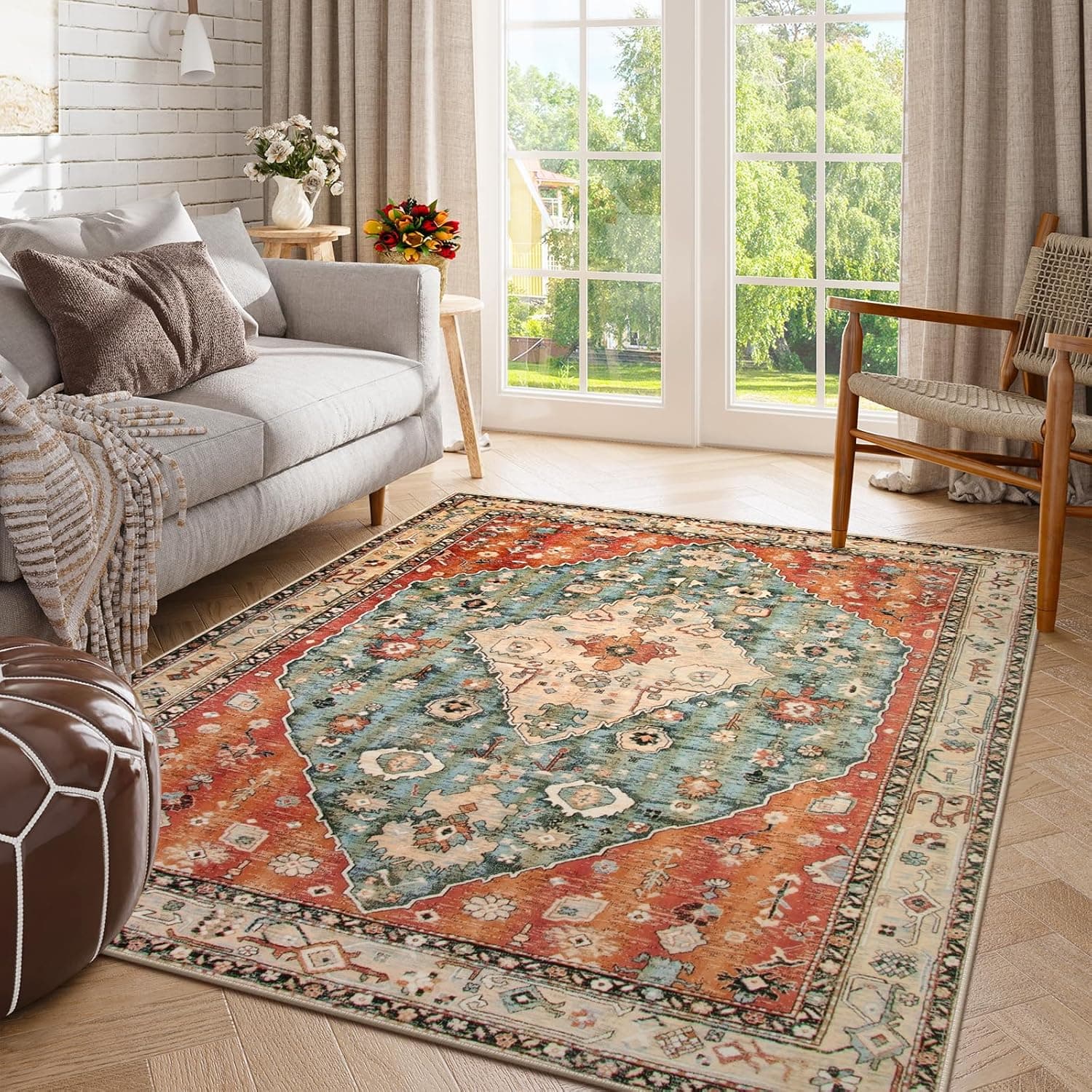 Lahome Boho Tribal Area Rug - 5x7 Large Washable Livingroom