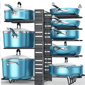 ORDORA Pots and Pans Organizer for Cabinet, 8 Tier Pot Rack 
