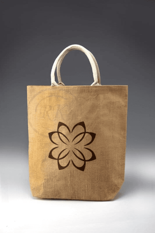Personalized Jute Promotional Tote Bags with Short Cotton Handles