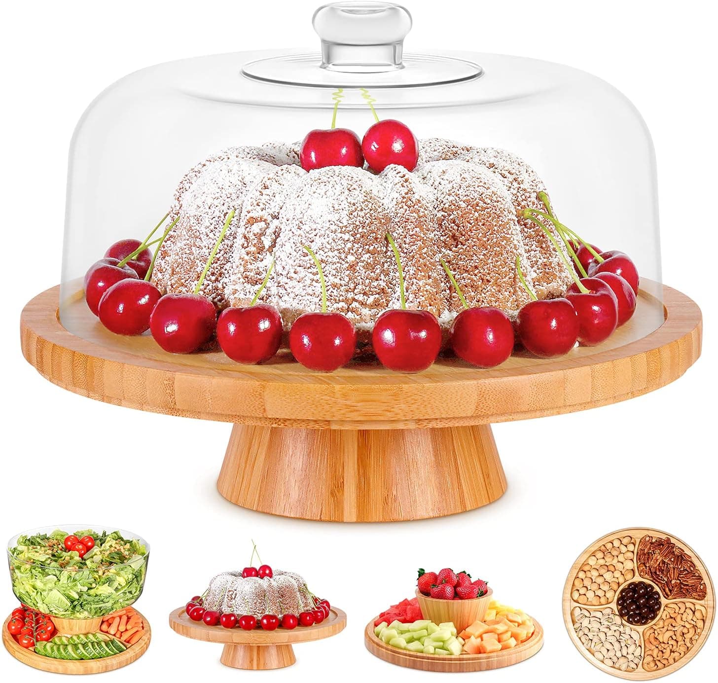 Homeries Bamboo Cake Stand with Lid
