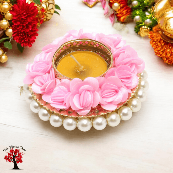 Beautiful Rose Candle Holder Diyas - Perfect for Home Decor & Diwali Gifts at The Flying Tree