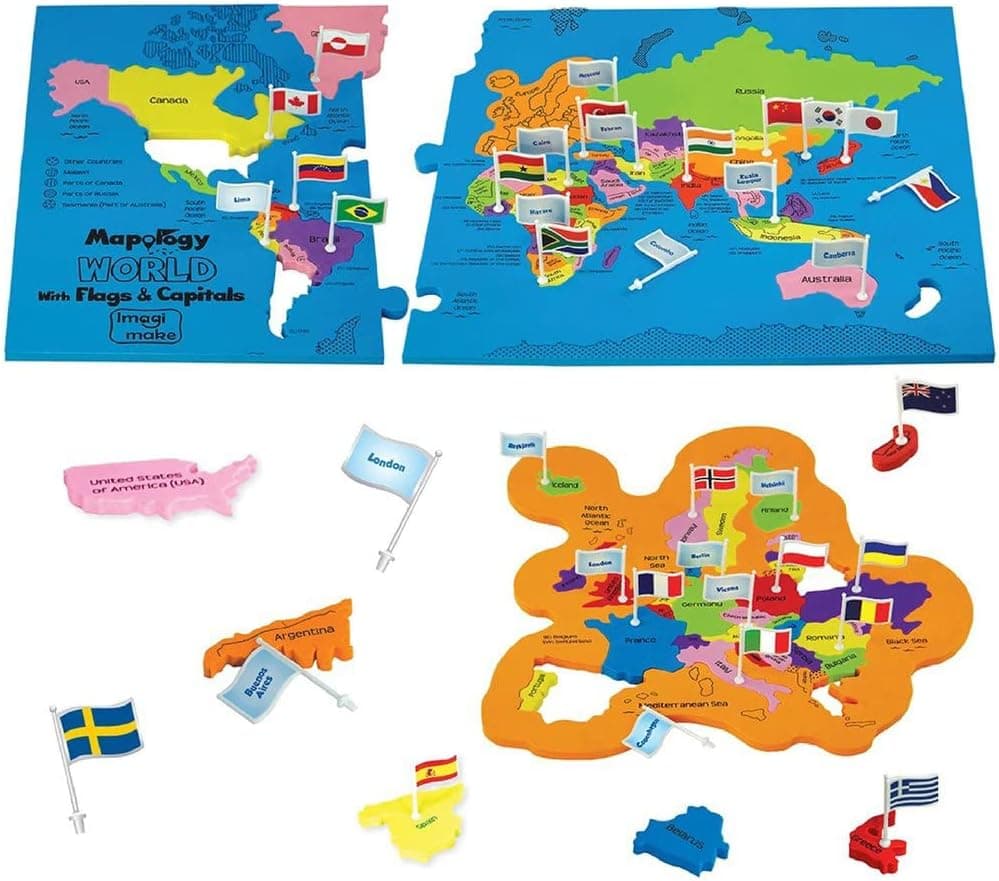Imagimake: Mapology World with Flags & Capitals-