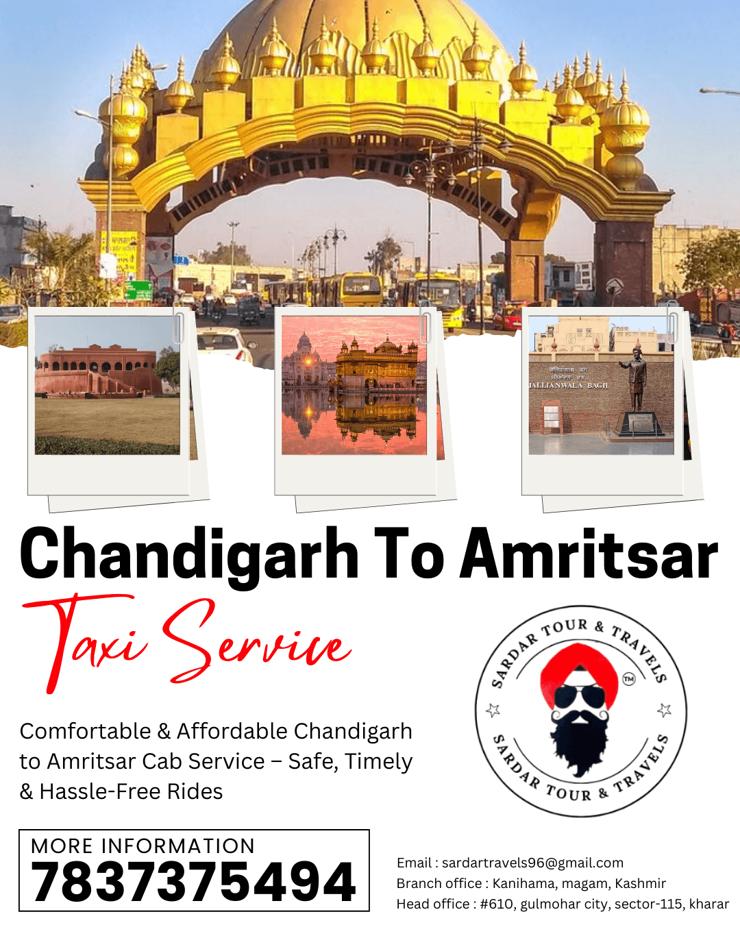 Chandigarh to Amritsar Taxi – Hassle-Free Travel Experience