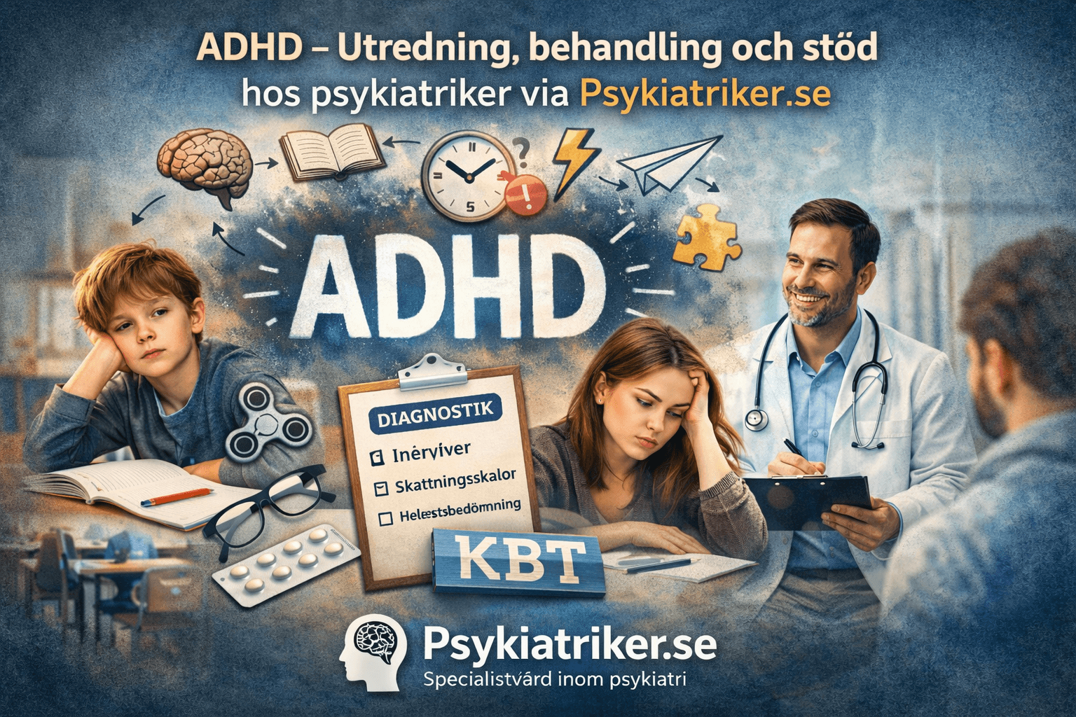 ADHD Utredning, behandling och stod hos psykiatriker 