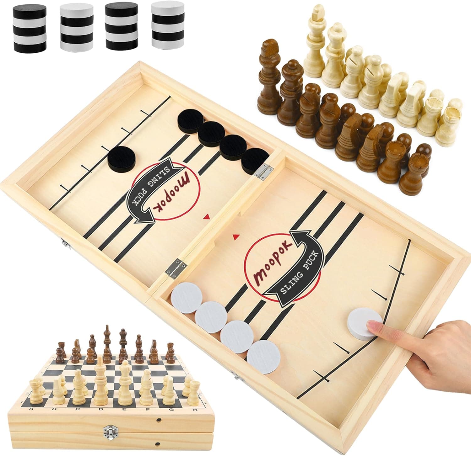 Fast Sling Puck Game,Wooden Hockey Game