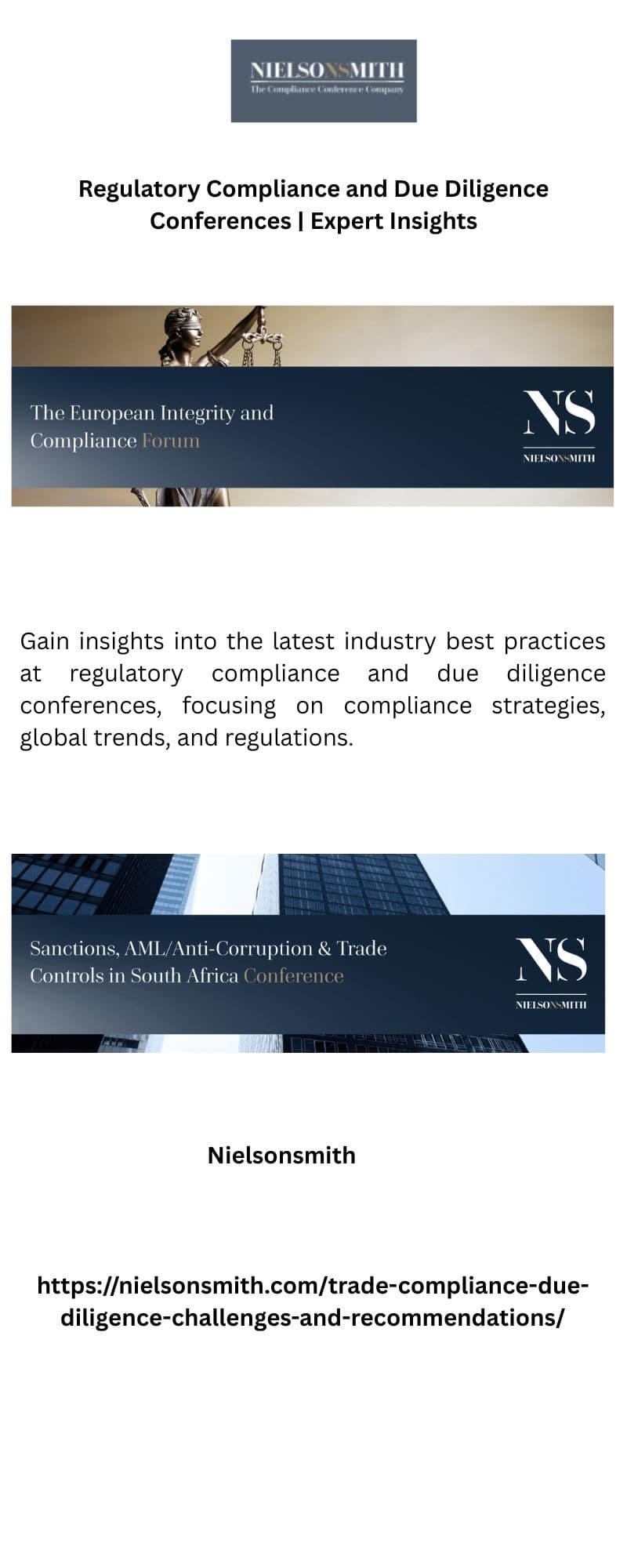 Regulatory Compliance and Due Diligence Conferences