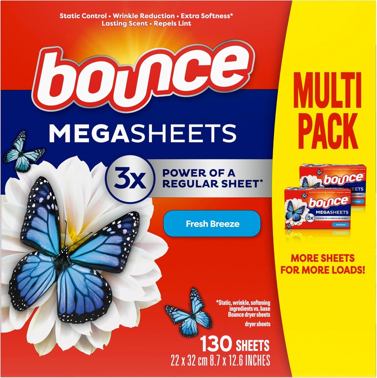 Bounce WrinkleGuard Mega Fabric Softener Dryer Sheets