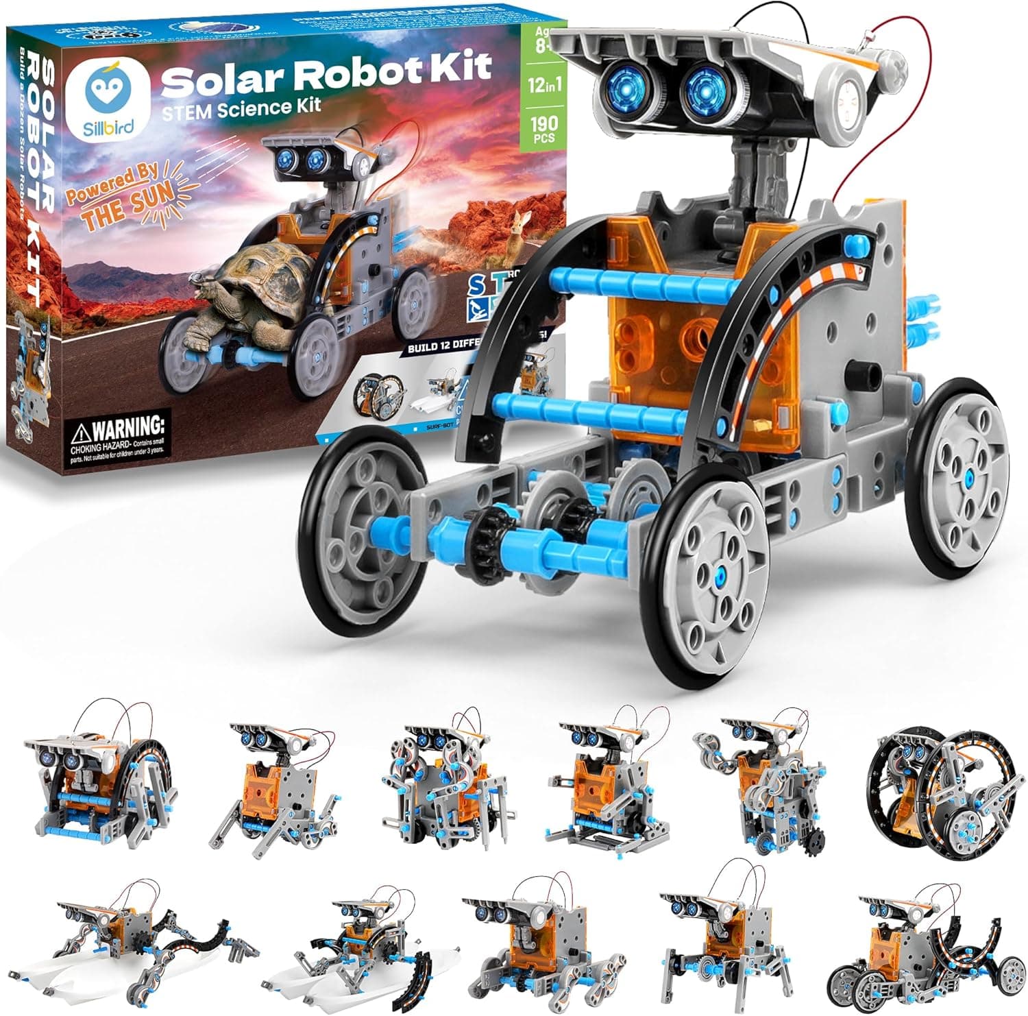 Sillbird STEM 12-in-1 Education Solar Robot Toys -190 Pieces