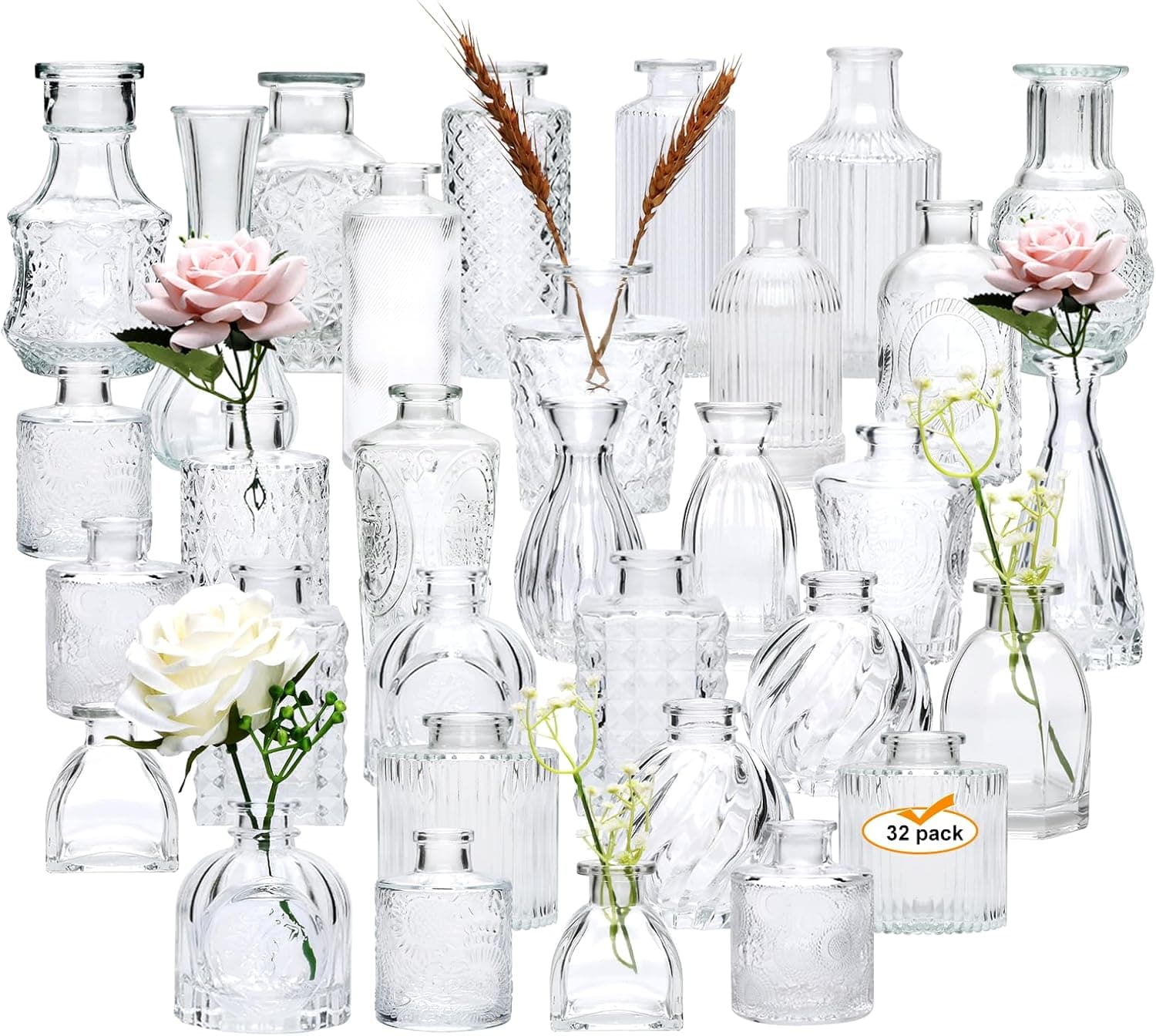 Brajttt Glass Bud Vase Set of 32 pcs,Vase 
