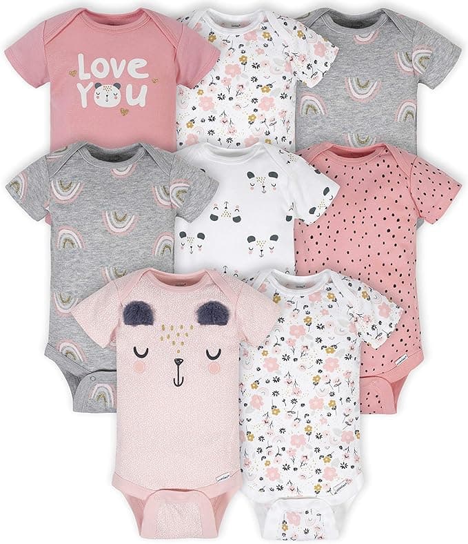 Gerber unisex-baby 8-pack Short Sleeve Onesies Bodysuits