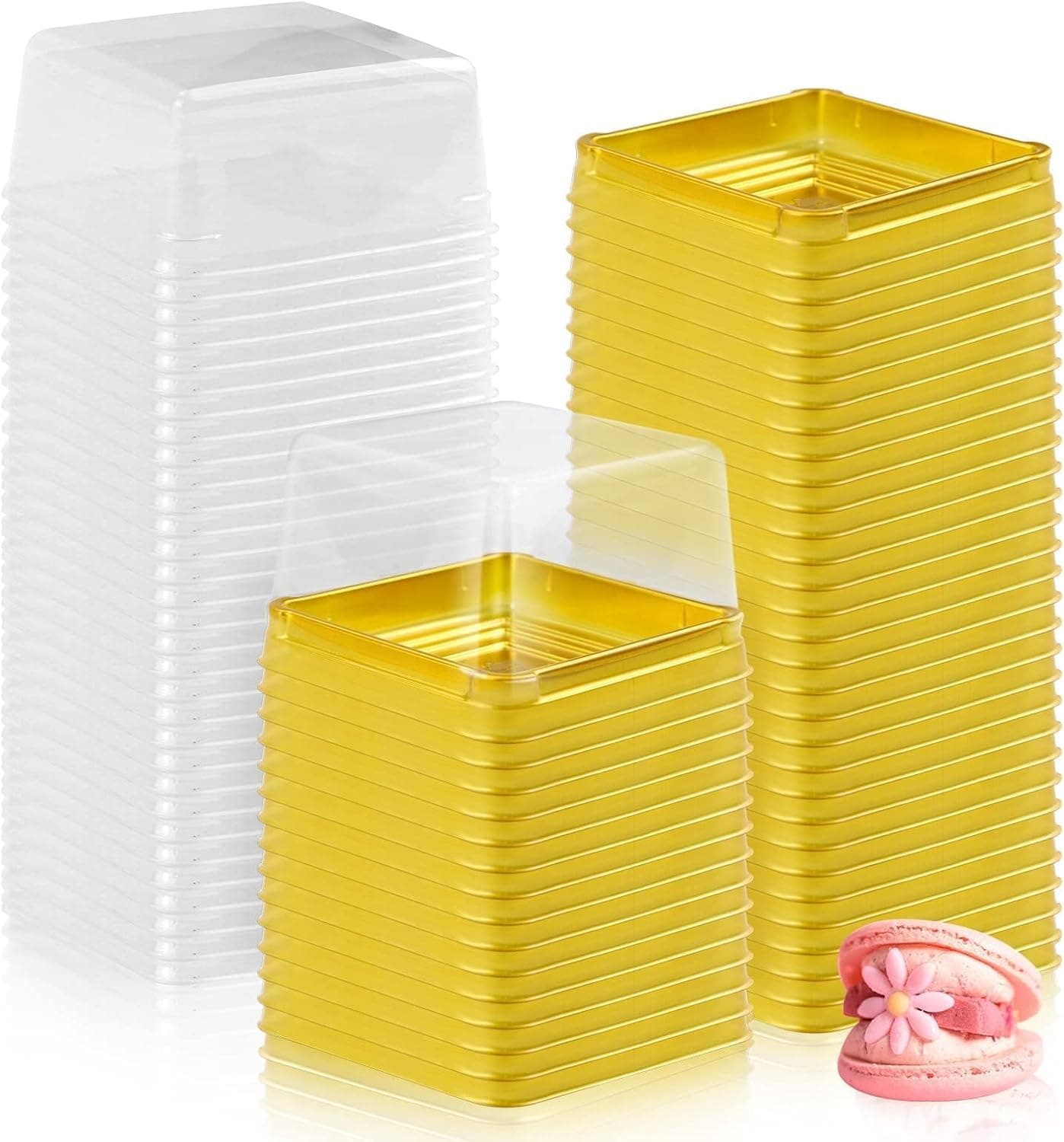 Mini Cupcake Containers Plastic Square Containers with Lids